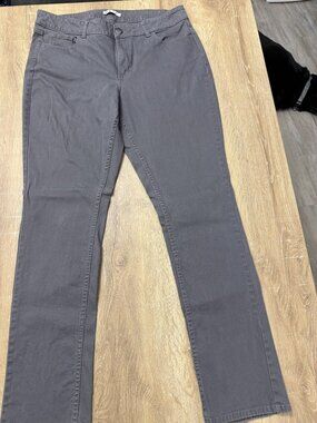 Gray Straight-Leg Pants With Embellished Back Pockets Womens Size 18L Cotton